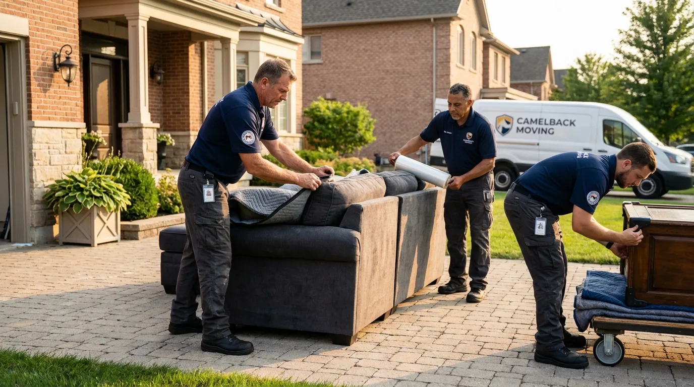 Large estate moving crew wrapping furniture in Gibbon, NE